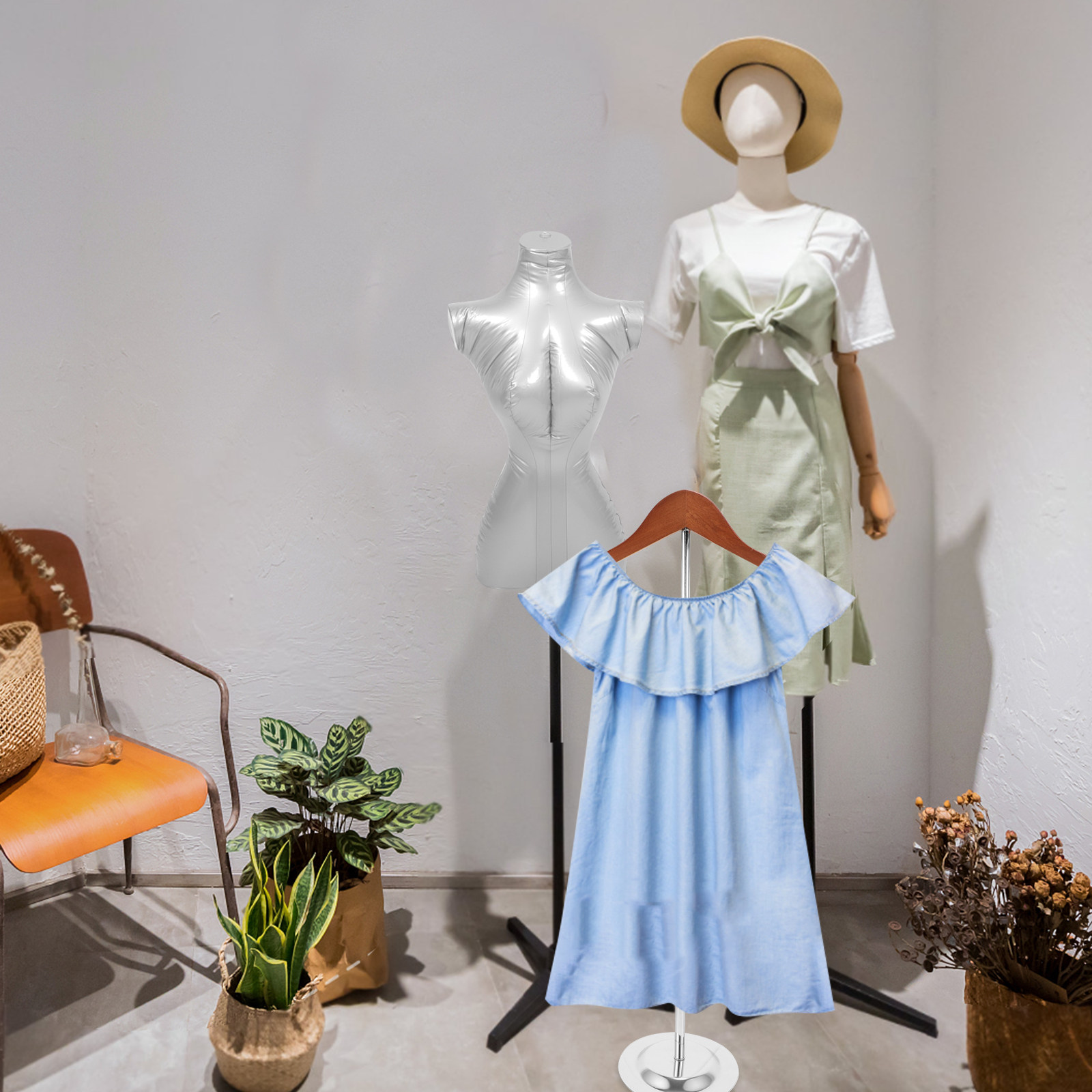 Baby Clothing Stores - Stand Display Pakaian Bentuk-T dengan Ketinggian