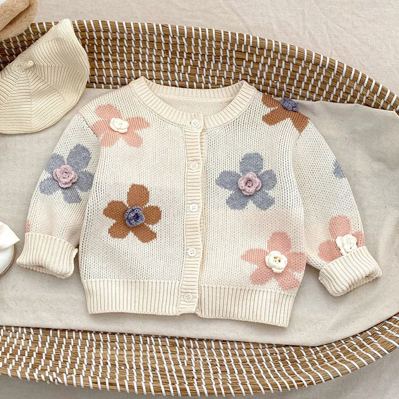 Knit Cardigan Infant - Mantel Sweter Bayi Perempuan Baru Lahir