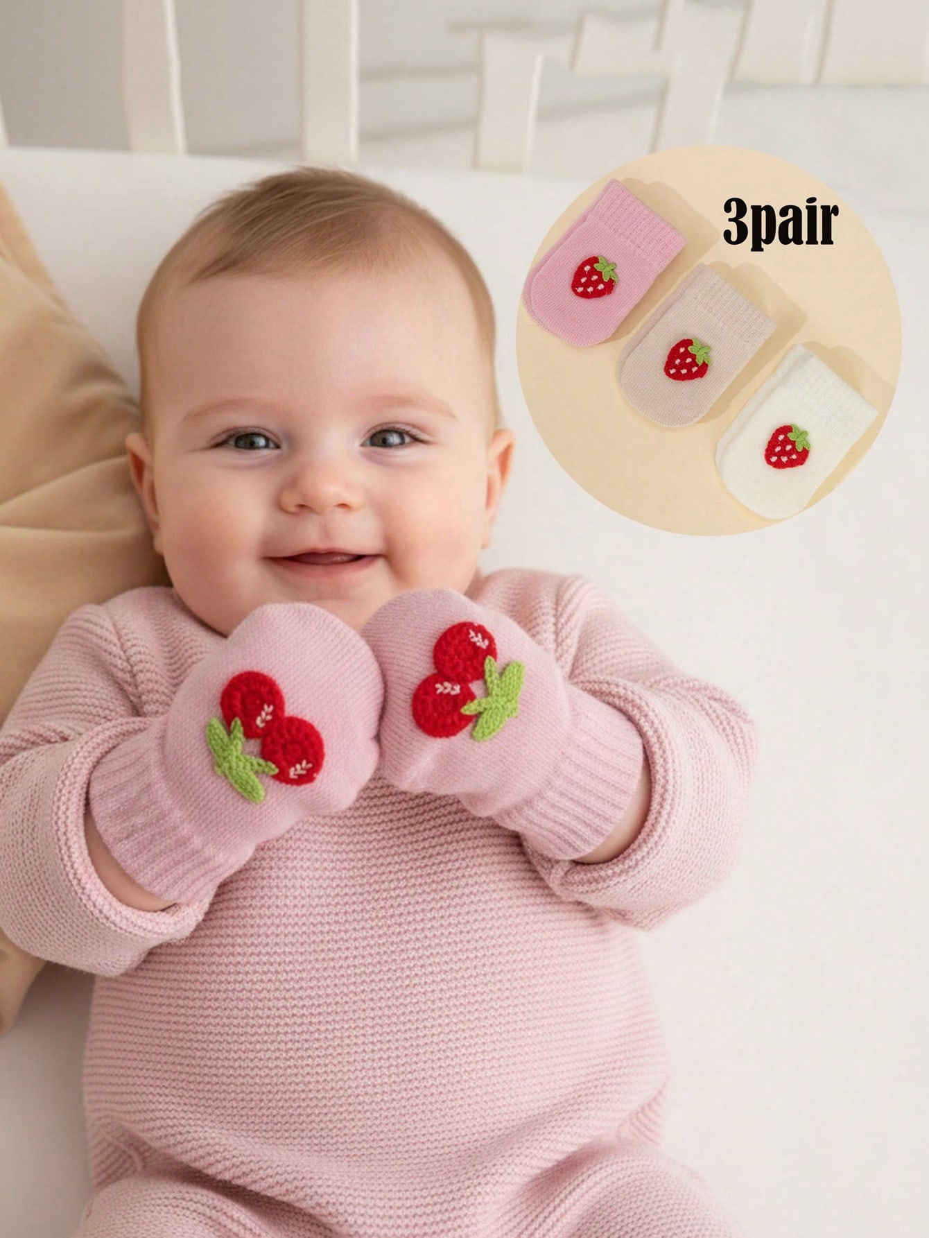 3 Pasang Sarung Tangan Rajutan - Baby Mittens Scratch ulasan dan harga