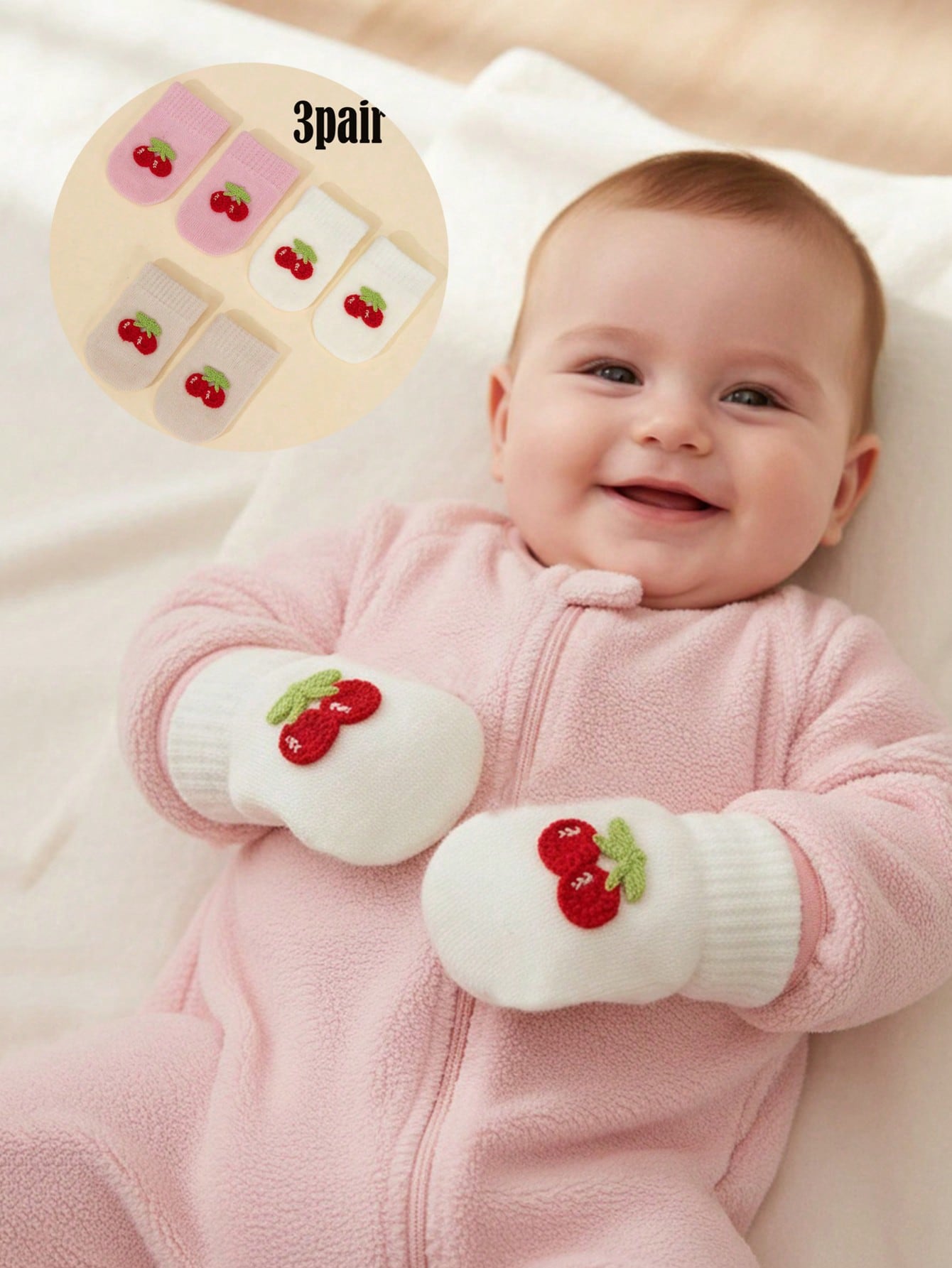 3 Pasang Sarung Tangan Rajutan - Baby Mittens Scratch ulasan dan harga