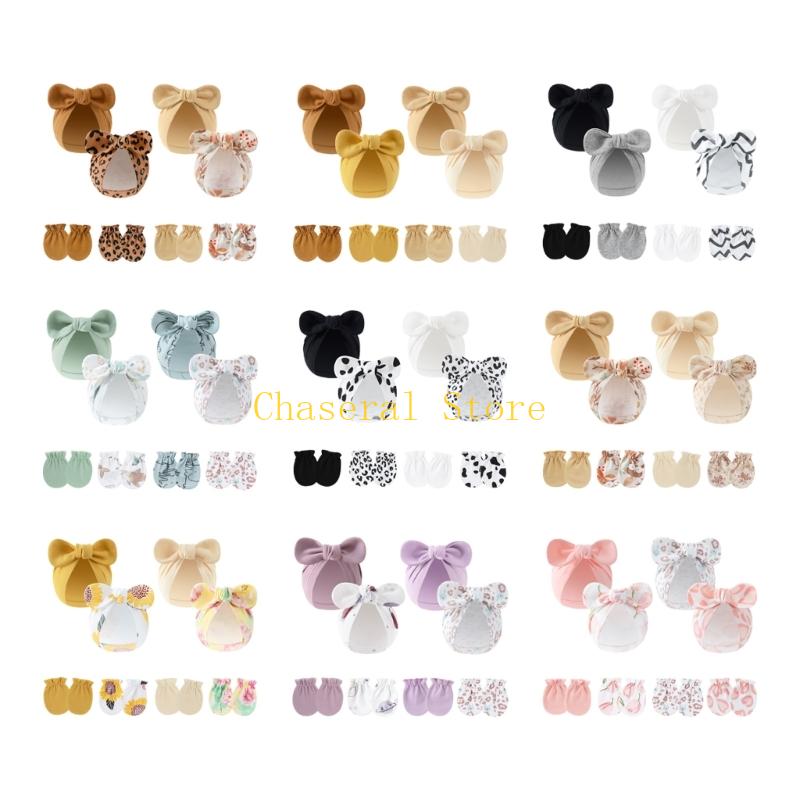 E7CE 4 Set Topi Bowknot Bayi K - Baby Mittens Scratch ulasan dan harga
